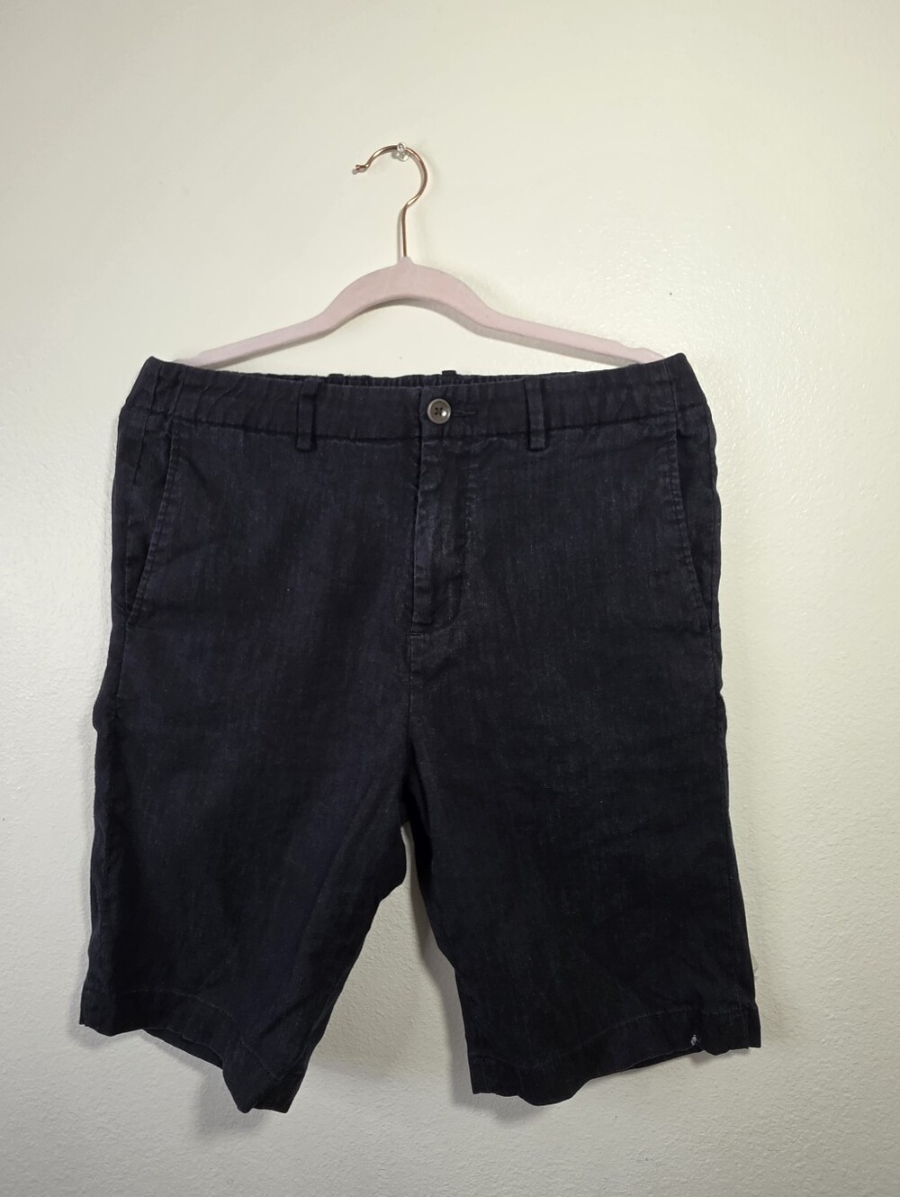 Vince. Linen Blend Shorts Navy Blue 30